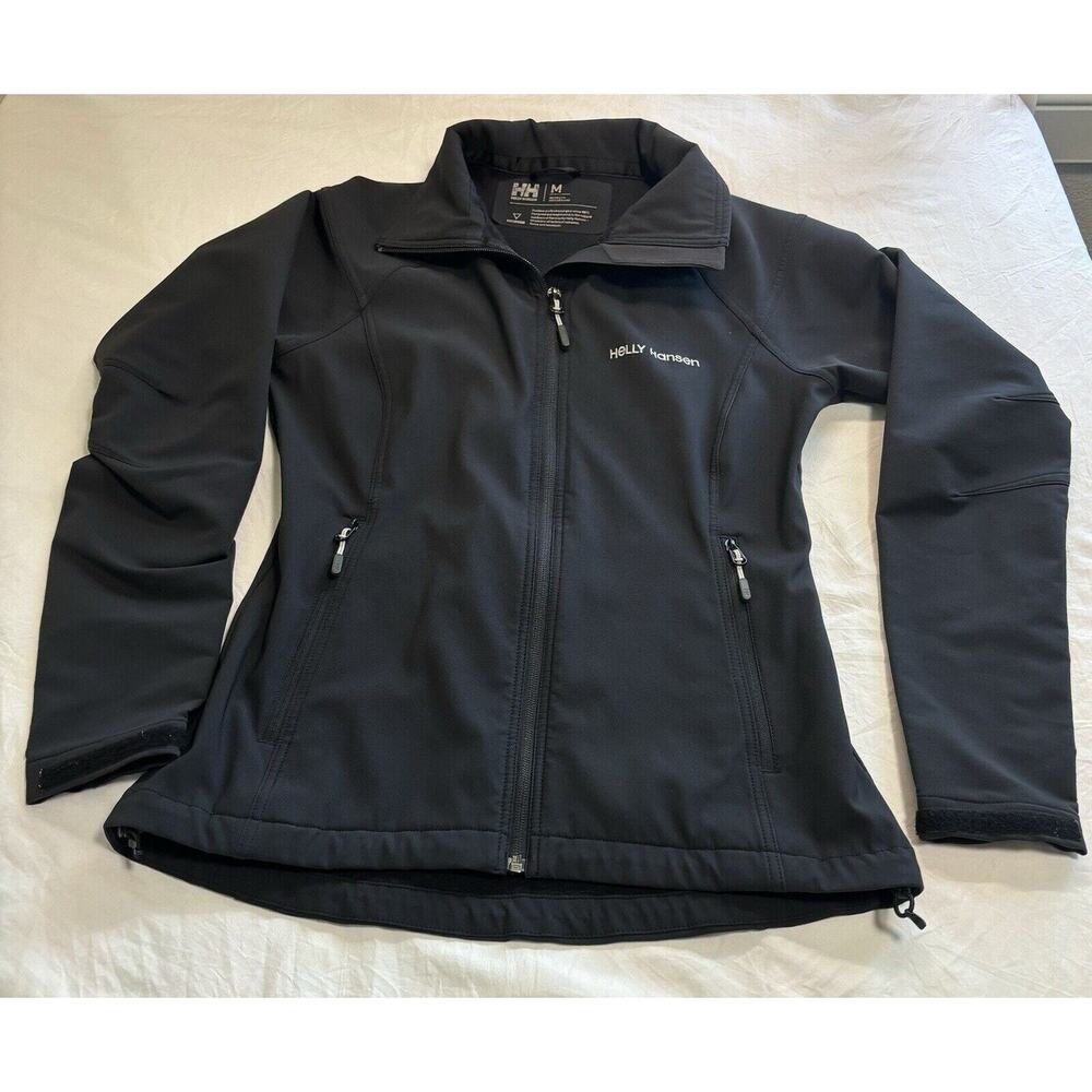 Helly Hansen Soft Shell Jacket Women’s Size M Black Mountain Hiking Logo Zipper - Picture 8 of 11